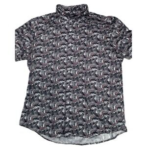 MIZZEN+MAIN Mens XXL Palm Leaf Print Short Sleeve Button Up Shirt Trim Fit